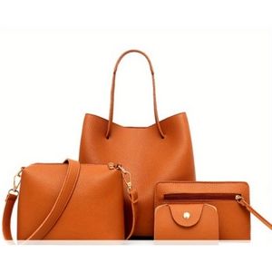 4pcs Bucket bag set with crossbody bag with clutch purse and card holder